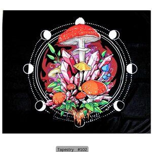 Mushroom Crystal Moon phase Tapestry Hanging Wall Decor‎